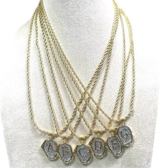 Gold Plated and Silver E Initial Pendant Necklace - Picture 4 of 8